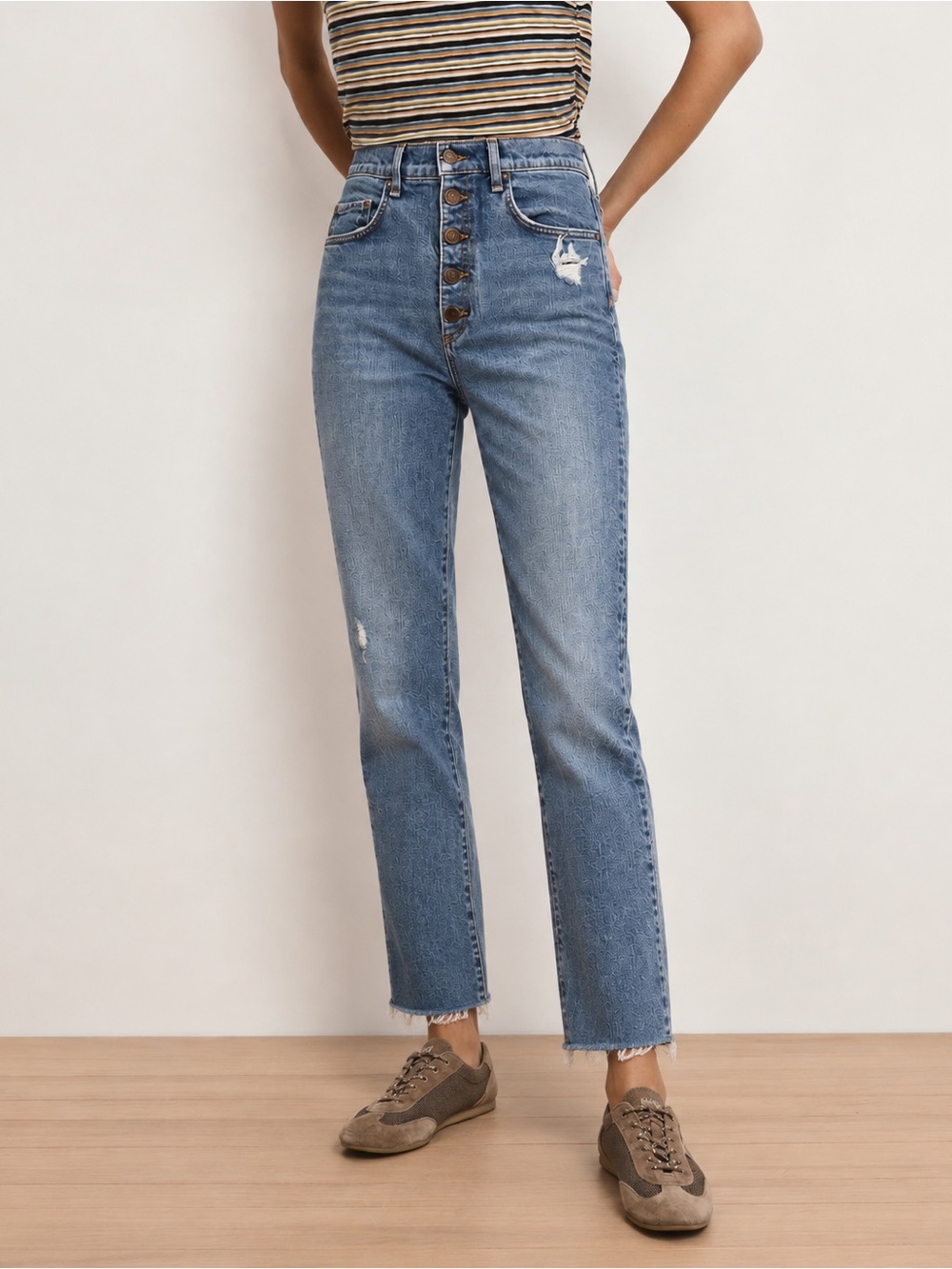 Veronica Beard Faye 11” Skinny Jeans Terrain Wash Raw Hem Button Fly Size 31